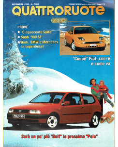 Quattroruote 458 dicembre 1993 Fiat Cinquecento Suite-Saab 900 2.0i 16V ed. Domu