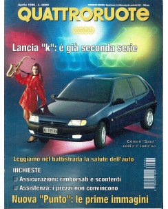 Quattroruote n. 486 aprile 1996 Lancia K Punto Saxo ed. Domus