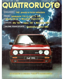 Quattroruote n. 407 settembre 1989 Golf GTI Ferrari F40 Alfa 164 ed. Domus