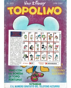 Topolino n.1870 con cartella Topo Fortuna ed. Walt Disney Mondadori