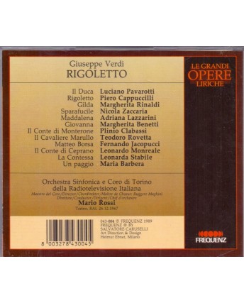 086 CD Giuseppe Verdi Rigoletto Dir. Mario Rossi  Anno 1967 Frequenz 2CD