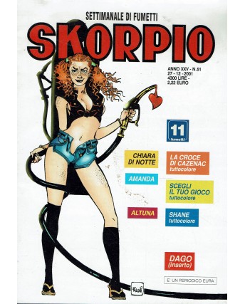 Skorpio settimanale di fumetti 51 2001 Amanda, Dago ed. Eura Editoriale FU03