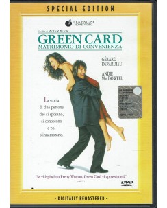 DVD GREEN CARD MATRIMONIO DI CONVENIENZA con Gerard Depardieu ITA usato B23