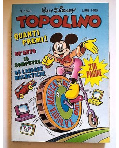 Topolino n.1670 29 novembre 1987 ed. Walt Disney Mondadori
