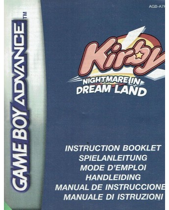 Libretto GAME Boy Advance Kirby nightmare dream land ITA no BOX no gioco B15
