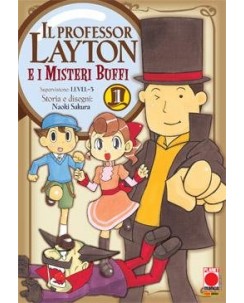 Il Professor Layton e i Misteri Buffi n. 1 di Naoki Sakura ed. Panini