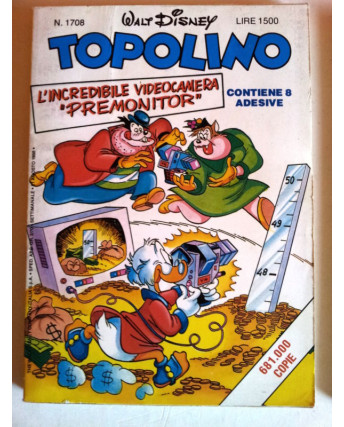 Topolino n.1708 * 21 ago 88 * con adesivi * Walt Disney - Mondadori