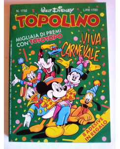 Topolino n.1732 * 5 feb 89 * con adesivi * Walt Disney - Mondadori