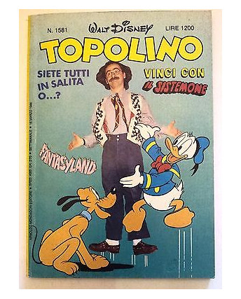 Topolino n.1581 16 marzo 1986 ed. Walt Disney  Mondadori