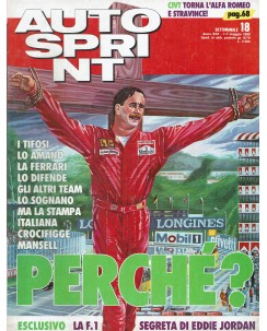 Auto Sprint 18 1/7 mag. '90 tifosi lo amano la Ferrari lo difende ed. Conti R02