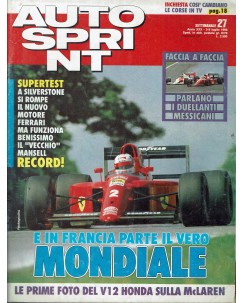 Auto Sprint 27 3/9 lug. '90 in Francia parte il vero mondiale ed. Conti R02