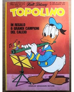 Topolino n.1251 * GADGET 6 DISCHETTI CAMPIONI DEL CALCIO * 18 novembre 1979
