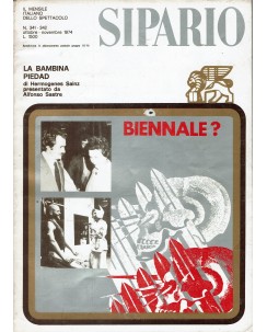 Sipario n. 341-342 nov. 1974 la bambina Piedad ed. Sipario FF11