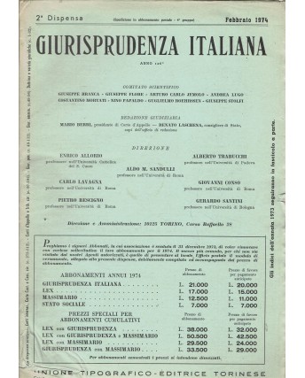 Giurisprudenza italiana  2 dispensa feb. 1974 ed. Torinese FF10
