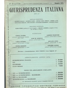 Giurisprudenza italiana  5 dispensa mag. 1974 ed. Torinese FF10