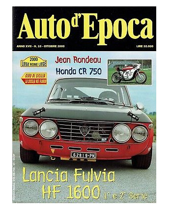 AUTO D'EPOCA 10 ott 2000:Honda CR750 Lancia Fulvia HF1600