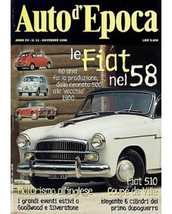 AUTO D'EPOCA 11 nov 1998:la Fiat nel 58 Motorismo all'inglese