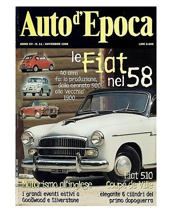 AUTO D'EPOCA 11 nov 1998:la Fiat nel 58 Motorismo all'inglese
