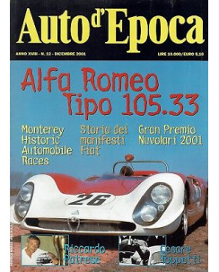 AUTO D'EPOCA 12 dic 2001: Alfa Romeo 105.33 Patrese Manifesti Fiat