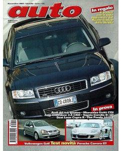 Auto n.11 nov 2003 Audi A8 Cherokee 2.8 Corolla Golf ed.Conti