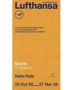 Timetable LU LUFTHANSA Italy 25 oct 98 27 mar 99 flight schedule A92