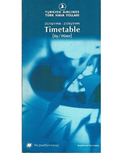 Timetable TU TURKISH AIRLINES 25/10/98 27/03/99 flight schedule A92