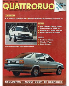 Quattroruote 343 mag 1984 Fiat Regata Diesel S,Renault 11 turbo,Ritmo cabrio