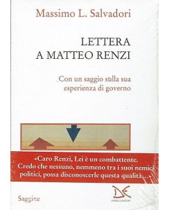 Massimo L.Salvadori:lettera a Matteo Renzi ed.Donzelli NUOVO sconto 50% B08