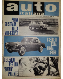 Auto Italiana A.44 N. 21 Mag 1963 Mini-Cooper, Honda Spider ed.Mazzocchi FF19
