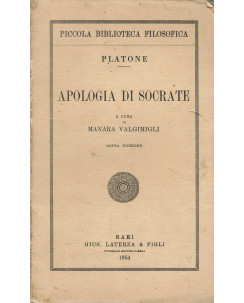Platone:Apologia di Socrate a cura di Manara Valgimigli ed.Laterza A75