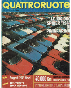 Quattroruote 234 Giu 1975 Spider 124, Peugeot 204 diesel ed.Domus FF05