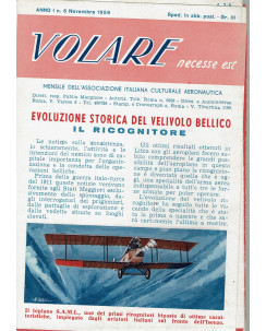 P1 Rivista Volare necesse est Anno 1 n. 6 Nov 1959 Biplano S.A.M.L. Ricognitore
