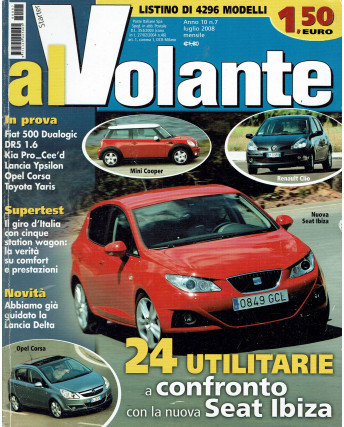 Al Volante n. 7 Anno X Lug 2008 Mini Cooper, Renault Clio, Seat Ibiza
