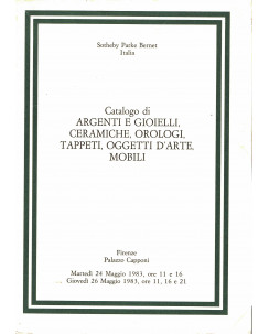 Sotheby Italia catalogo argenti,gioielli,orologi,ceramiche.tappeti mag 83 A59 