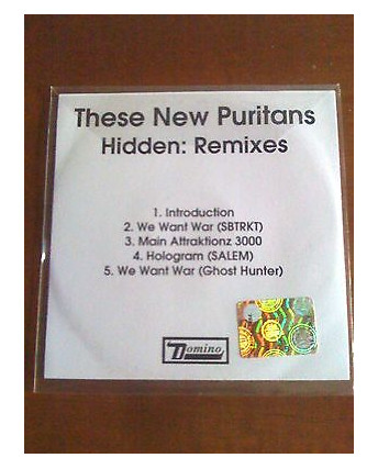 These New Puritans "Hidden" - Domino Recording 2010 CD (02) Promo