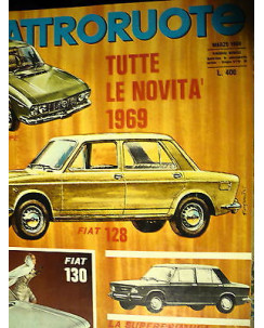 Quattroruote 159 mar '69, Lancia Flavia Coupè, Fiat 130, Fiat 128, FF05