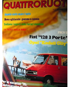 Quattroruote 239 nov '75, Opel Kadett City, Ford Bobcat, Ferrari 308 GTB,  FF06
