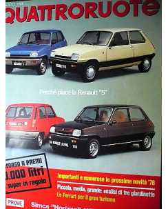 Quattroruote 273 ago '78, Renault 5, Simca Horizon 1100 e 1300 cc,   FF06