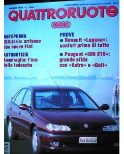 Quattroruote 461 mar '94, Renault Laguna, Peugeot 306 S16,  FF07