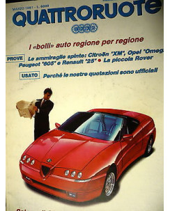 Quattroruote 425 mar '91, Alfa Romeo 164 Primato, Rover 111 SL,  FF07