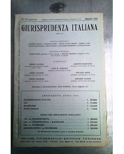 Giurisprudenza Italiana: 5^ dispensa Maggio 1974 - Ed. Torinese FF10
