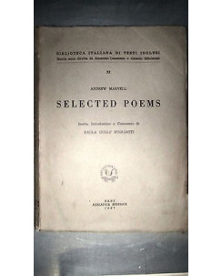Andrew Marvell: Selected Poems Inglese Italiano Ed. Adriatica A02 [RS]