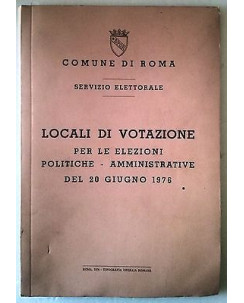Comune di Roma Locali di Votazione Amministrative del 20 Giugno 1976 A60