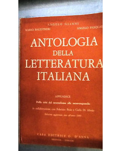 Gianni, Balestrieri: Antologia della letteratura Italiana Ed. D'Anna [RS] A50