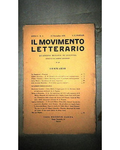 Il movimento letterario Anno I n. 1 15 nov 1931 Ed. Sabina [RS] A51