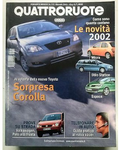 Quattroruote N. 555 Gennaio 2002: Nuova Toyota  Novità 2002  Prove su strada