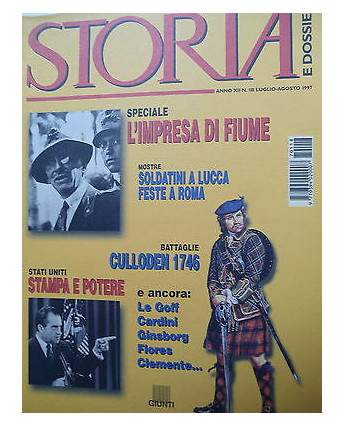 STORIA e dossiers  n.118  lug/ago  1997  Fiume-Culloden-Cardini-Le Goff     [SR]