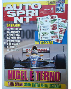 Auto Sprint   n.15  7/13 apr 1992 Videoetichette -Williams-Ferrari-Mc Laren [SR]