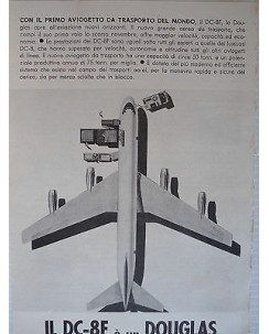 P63 .002 Pubblicita' Advertising  DC-8F Douglas aviogetto   1963  Clipping