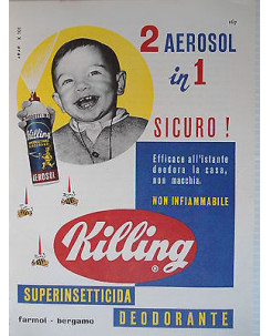 P63 .014  Pubblicita' Advertising Killing insetticida-deodorante  1963  Clipping